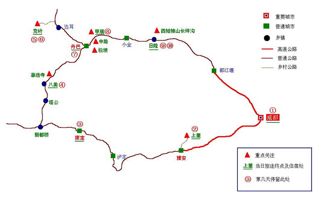 川西小环线地图