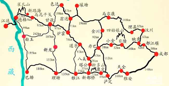 川西大环线自驾游地图